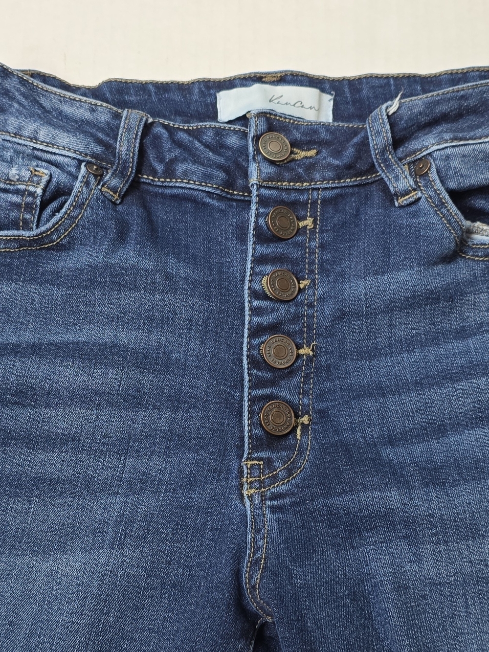 Kancan Dark Blue Skinny Distressed Button-Fly Jeans - Picture 8 of 8